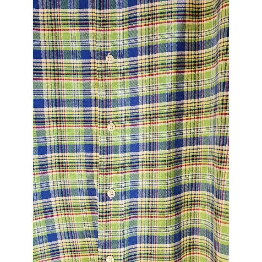 Polo Ralph Lauren Button Down Flesh Pony Men’s Shirt Size XL Cotton Green Plaid